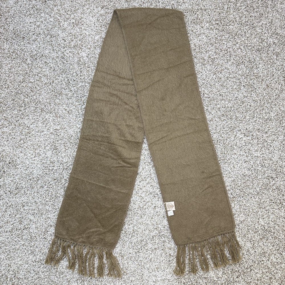 VTG Alpaca Camargo 100% Alpaca Scarf Camel Brown Fringe Peru Luxury Soft Warm